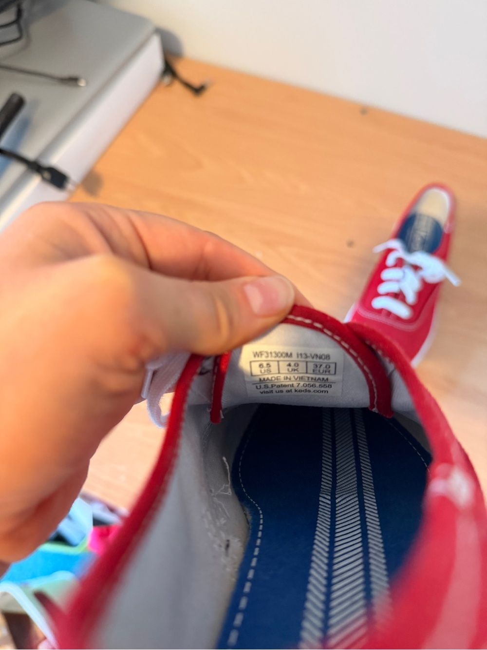 Keds Red Canvas Low-Top Sneakers with White Laces - Picture 4 of 4